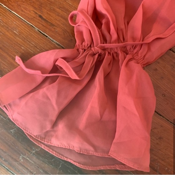 Fashion To Figure Pink Corset Chiffon Sleeve Cold Shoulder Balloon Sleeve Top - Picture 7 of 15